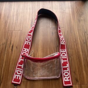 Clear Crossbody Bag with Roll Tide strap OBO , WTN